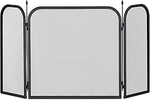 Relaxdays 10028791 Pare Acier, Grille anti étincelles, Panneau protection cheminée Hxlenv.52,5x97cm,noir, 52,5 x 97 x 1,5 cm