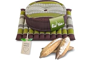 ‎LIVASIA livasia Meditationsset L - Ø 38x15cm / Matte 50x50x4,5cm - Yogaset mit Kissen und Matte, Pouf, Yogamatte und Yogakissen mit Kapok handgefertigt, Bodenkissen Outdoor, Zafukissen