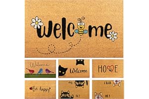 AMARU DOOR MATS Felpudo Welcome Abeja de Fibra Coco - 70x40cm - Felpudos Antideslizantes - Felpudos Originales para la Entrada a Casa, Pasillos, Puertas de Exterior - Accesorios para el Hogar - Material Resistente