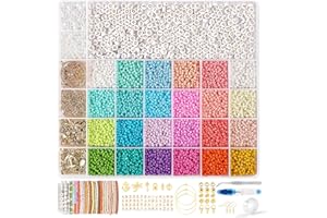 FEHCBIO 24 Farbe DIY Perlen für Armbänder 3mm Perlen Set,Perlen zum Auffädeln Kit, mit Golden Buchstaben A-Z Perlen Selber Machen Armbänder Charm Kit für DIY Armband Schmuckherstellung