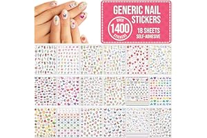 FUN STICKERS Cute Nail Stickers Over 1400 for Children, Kids, Adults - 18 Sheets Self Adhesive Girls Nail Art Decal Kit Decoration Accessories - Flowers, Hearts, Butterflies, Fruits, Animals