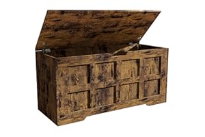 Blisswood Toy Box, Wooden Storage Chest, Large Blanket Box with Lid & Safety Hinges, Storage Bench & Toy Storage Organizer for Kids, Boys & Girls, Baby Toybox for Bedroom Playroom Living Room – Rustic