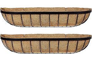 RUDDINGS WOOD Set of 2 x 36" (91cm) Large Metal Window Boxes - Garden Flower Wall Baskets - Wall Trough - Outdoor Hanging Window Sill Planters