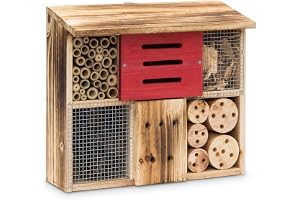 Relaxdays insektshotell bränt i 2 storlekar som skydd för insekter som bin och skalbaggar. Insektshus av trä.