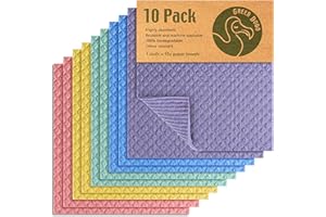 Green Dodo Bayeta Sueca 10 Unidades - Ecológica, Biodegradable y Sostenible - Paño de Cocina Absorbente y Sin Olor - Alternativa Reutilizable a los Paños de Papel de Cocina