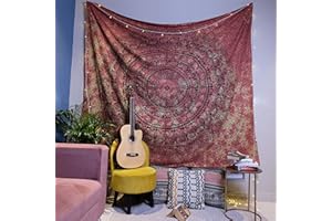 FURNISHFUL FINESSE Tapisserie hippie – Esthétique psychédélique à suspendre au mur indien pour chambre à coucher, salon, bohème, décoration murale pour la maison – 137,2 x 213,4 cm