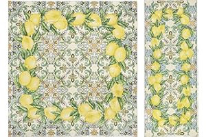 GIURI TESSUTI - SET CENTROTAVOLA, Coordinato Runner + Tovaglietta in tessuto Gobelin Jacquard, Realizzato a mano in Italia (COMBO - CERAMICA LIMONI)