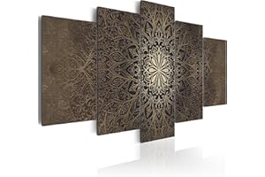 CUADROS B&D XXL murando Cuadro en Lienzo Mandala 100x50 cm Impresión de 5 Piezas Material Tejido no Tejido Impresión Artística Imagen Gráfica Decoracion de Pared Ornamento f-A-0515-b-n
