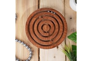 Ajuny Jeu de Labyrinthe Rond en Bois 15 cm – Plateau Casse-Tête avec Billes en Métal, Puzzle de Réflexion et d’Adresse pour Enfants et Adultes, Jeu de Société Mémoire Éducatif et de Voyage