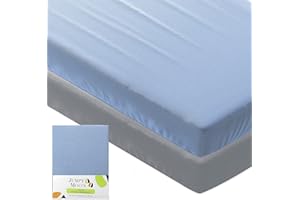 JUMPY MOO'S JM 2 sabanas Cuna 60x120 Algodon, | Sabanas Cuna, de algodón Peinado 100% 145 g/m2, Suaves, duraderas y Transpirables | sabanas Cuna 60x120 Algodon Verano, Profundidad 15 cm (Azul y Gris)