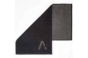 Aurora Athletica Luxury Gym Towel for Sweat - 100% Organic Cotton (15.75 X 31.5 inch) Soft and Absorbent Workout Silver Infused Sports Exercise Men Women (Black)