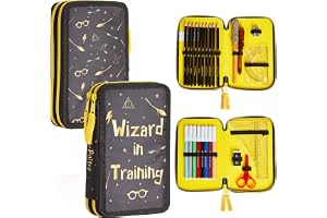 HARRY POTTER Pennfodral för barn fyllt med fack, färgpennor, målarpennor, skolmaterial, gåva tillbaka till skolan, svart