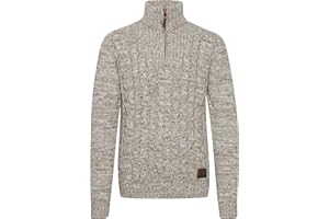 !Solid SDPankraz Herren Strickpullover Troyer Grobstrick Pullover mit Zopfstrickmuster Reißverschluss 100% Baumwolle Regular fit