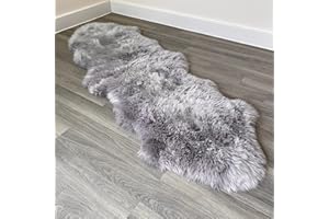 SHEEPSKIN WORLD Arthur Cameron - Genuine Double-Fleece Sheepskin Rug with a Natural Suede Backing - Non-Allergenic, Extra Thick & Dense Wool with a Soft, Fluffy Texture