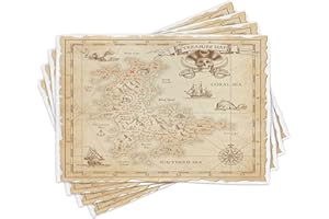 ABAKUHAUS Wyspa mata stołowa, antyczny skarb, nadaje się do prania, materiał do jadalni, kuchni, dekoracja stołu, druk cyfrowy, kremowy