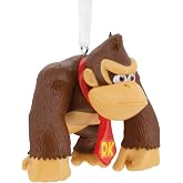 Hallmark Donkey Kong Hanging Ornament, Nintendo, Classic, Brown | Christmas Tree Decoration, Durable Plastic, White Ribbon fo