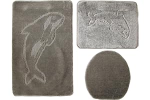 Ilkadim 3 Piece Dolphin Bathroom Set Set 55 x 85 cm plain toilet mat without cut-out for wall-hung toilet