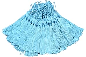 MAKHRY 100pcs 13cm / 5 Pulgadas Silky Floss Marcadores Tassels con 2-Pulgadas Cord Loop y Pequeño Nudo Chino para la Fabricación de Joyas, Recuerdo, Marcadores, Accesorio del Arte de DIY (Azul)