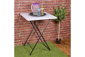 URBNLIVING Metal Legs Folding Side Coffee Table (White, Large)