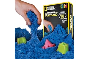 National Geographic Ultimate Blue Kinetic Sand for Kids - Satisfying Kids Sand Toys with 6 Awesome Moulds and Tray | STEM Colourful Sand for Children | Creative Toys for Girls and Boys | 900g
