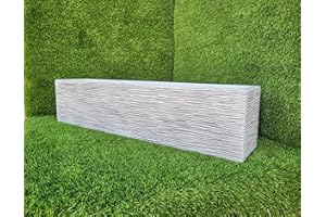 AnaParra Jardinera Rectangular Moderna en hormigón aligerado para Exterior Rectangular Pacífico 80X17X19cm. Arlequin Gris