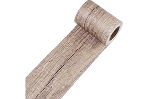 Decotalk Bordure de Papier Peint Autocollant 7.6X600cm Couleur du Grain du Bois Frise Murale Adhesive Bordure Imperméable en PVC Plinthe Amovible Décoration Murale pour Cuisine Salle de Bain Meuble