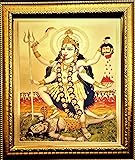 ADA Handicraft Mata Kali Mahakali With Shankar Bhagwan Hindu Religious Wood Wall Photo Frame (35 x 25 x 1 cm, Multicolour)