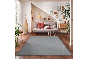 ‎CARPETTEX TEPPICH Carpettex Teppich Wohnzimmer Kurzflor Teppich Modern Einfarbig Design 160 x 230 cm Teppich Grau - Küchenteppich Waschbar Extra Weich Flauschig - Teppich Schlafzimmer Kinderzimmer Esszimmer Flur