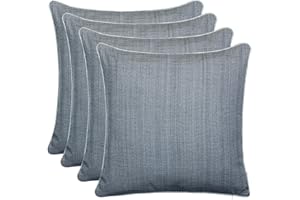 ‎BRANDSSELLER Brandsseller 4er Set Outdoor Kissen 45x45 cm – Wetterfeste Zierkissen mit Paspel in Leinenoptik – Wasserabweisende Gartenkissen & Dekokissen für draußen – Sofakissen für Balkon & Terrasse - Grau
