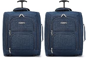 Flight Knight Set Di 2 Valigie Da Cabina Easyjet Omologate Sottosella Con 2 Ruote, Borsa Leggera Ideale Per Viaggi In Aereo 45x36x20 Cm