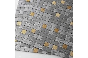 VAOVI Small Square Tiles Stickers for Kitchen Splashback,3D Stone Effect Stick-on-Tiles Matte Self-Adhesive Wall Tiles Peel and Stick Mosaic Waterproof (Black Gold,10pcs)