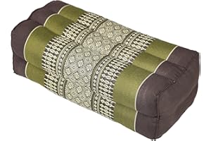 Handelsturm Coussin pour la Meditation Yoga 35x15x10 cm, Rembourrage Kapok, Vert et Marron