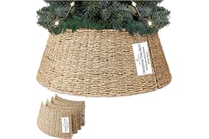 DECO EXPRESS Jupe de Sapin de Noël, Cache-Pied de Sapin de Noël Tressé, 51 x 25 cm (Beige, Intérieur Supérieur 51cm/Intérieur Inférieur 66cm)