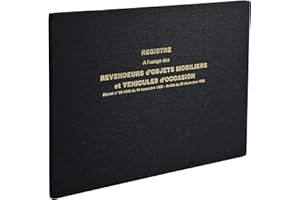 Le Dauphin- Réf. 41891D - 1 Registre d'objets mobiliers et véhicules d'occasion - livre de police - Dimensions 24 x 32 cm - registre de 110 pages - Couverture rigide recouverte d'une toile noire