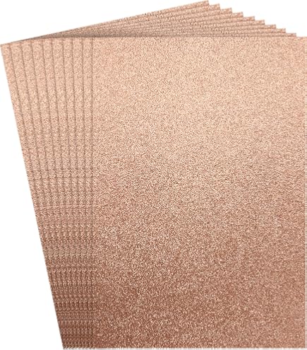 5 Feuilles Cartonnées Pailletées Cranberry - Rose Doré, 285g/m², Format A4