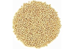 JUNEBRUSHS 1500Pcs 4mm Gold Spacer Round Beads Smooth Loose Ball Beads for Bracelet Necklace Jewelry Making Craft Supplies