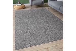 THE RUGS Low Pile Area Rugs – Modern Indoor Rugs for Living Room, Bedroom, Dining Room, Entryway – Non-Shedding (Grey, 160x230 cm)