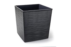 ‎TYMAR Tymar Blumentopf, Pflanzkübel, Übertopf, Blumenkübel aus Kunststoff, Gross, Quadrat, Meißel-Optik, Garten, Balkon, Terrasse, Haus (Graphit, 30x30 cm)
