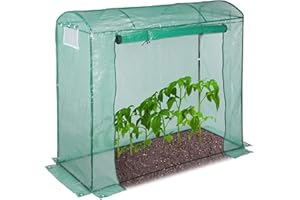 ‎RELAXDAYS Relaxdays Tomatengewächshaus, rundes Dach, mit Tür, Tomatenhaus aus Stahl und Folie, UV-beständig, HBT: 170x80x200, grün