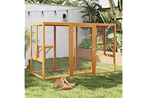LEFLUFFY Large Cat Catio for Outdoor Indoor, 180 x 80 x 108 cm Weatherproof Cat House Enclosure, Wooden Cats Shelter for Multiple Cats Backyard Garden Cat Patio with 3 Platforms, Sunshine Panel