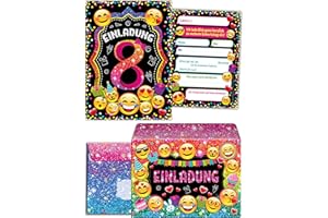 ‎JUNA-EXPERTEN JuNa-Experten 12 Einladungskarten incl. 12 Umschläge zum 8. Kindergeburtstag für Mädchen/Einladung achte Geburtstag/Einladungen zum Geburtstag/Kartenset für Kindergeburtstag/Glitzer