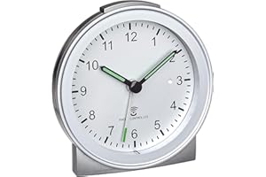 ‎TFA DOSTMANN TFA Dostmann analogowy budzik radiowy, tworzywo sztuczne, srebrny, (dł.) 81 x (szer.) 31 x (wys.) 84 mm