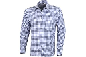 RIDEX Mens Bavarian Classic Style Lederhosen Longsleeves Blue Checked Shirts