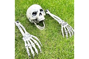 REDSTAR FANCY DRESS 3 pezzi finto scheletro decorazioni spettrali di Halloween -Testa di scheletro braccia di scheletro - Decorazioni da giardino Halloween - Cimitero - Casa stregata - Decorazioni di Halloween all'aperto