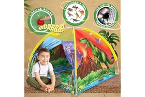 W&O Dino Super Dome with Roar Button, Dinosaur Toys and LED Lights - Epic Dinosaur Tent for Kids Aged 3-12 - Perfect for Indoor & Outdoor Adventures