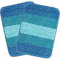 SARAL HOME EASY LIVING Striped Anti-Skid Bath Mat (Turquoise, Microfiber, 35X50 CM)