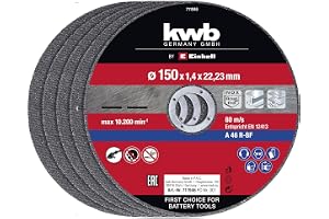 kwb by Einhell 5 st. skärskivor set vinkelsliptillbehör (Ø 150 x 1,4 x 22,23 mm, Cut-Fix, max. 10200 min-1, extra tunn för li