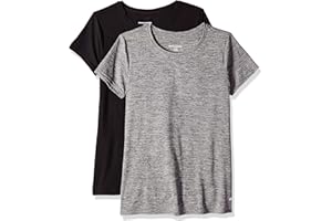 Amazon Essentials Camiseta Elástica de Secado Rápido, Manga Corta y Cuello Redondo (Hay Tallas Grandes) Mujer, Paquetes Múltiples