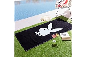 SASSY B Playboy klasyczny króliczek bawełniany ręcznik plażowy czarny/biały