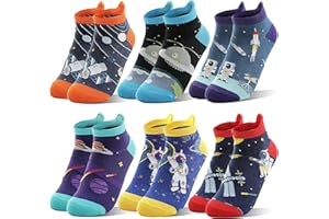 Welwoos Children's Funny Socks Boys Sneaker Socks Colourful Short Children's Socks Cartoon Cotton Toddler Socks 6 Pairs